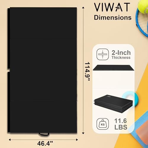 Image of VIWAT Gymnastics Mat 4'x10'x2 inch Floding Interlocking Gymnastics Mats with Carrying Handles Thick Gym Mat for Tumbling, MMA, Martial Arts, Gymnastics, Stretching, Core Workouts