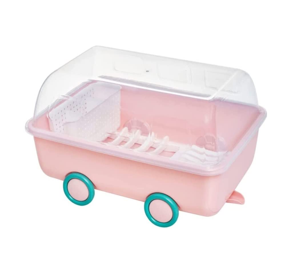 Azhkjkzh Pink Dish Rack Dish Drying Rack With Swivel Spout With Lid Utensil Holder, For Kitchen Storage Cup And Drainer For Small Kitchen(Pink)