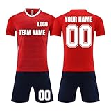 Fußballtrikot, Sportmannschaft, Training, Fußballuniformen, personalisiertes Namensnummer, Logo, Fußballtrikots für Kinder, Jugendliche, Herren, 6-rot, S