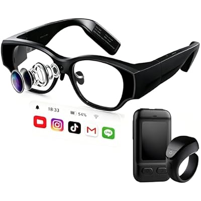 XR Glasses with AR Display, 1080P Micro-OLED 150 Virtual Screen, AI Smart Glasses with Display Screen, Bluetooth Smart Glasses for Gaming, Video Display Glasses for Men Women (Ring)