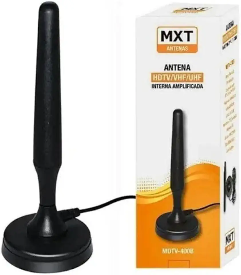 Antena Interna Amplificada MXT MDTV-400B HDTV VHF UHF 5 metros