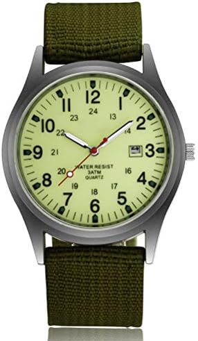 Men's Watch Luminous Quartz Watch with Woven Nylon Strap Glowing Night Vision Dark Watch for Casual Business