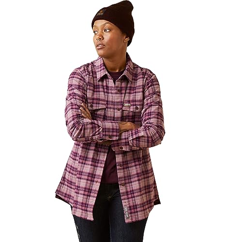 Ariat Women's Rebar Flannel DuraStretch Work Shirt - Potent Purple Plaid, XX-Large