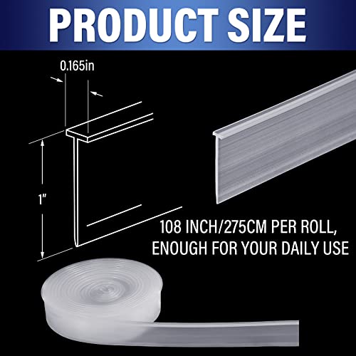 Shower Door Bottom Seal 108 Inch Shower Door Seal Strip Silicone Shower Bottom Waterproof Door Sweep Replacement Seal For Home Bathroom Shower (T Style, Clear) #TOP1
