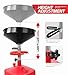MaxWorks 50964 9-Gallon Portable Waste Oil Drain, Industrial Fluid Drain Square Tank with Wheels and Adjustable Funnel Height. Red.