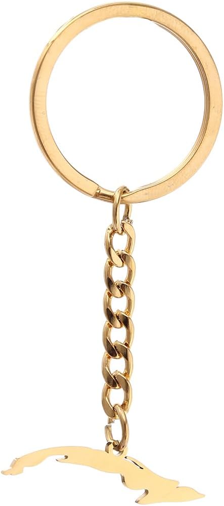 Stainless Steel Cuba Map Keychain for Women Pendant Silver Color Gold Color Jewelry image 3