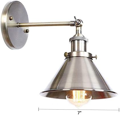 LITFAD Industrial Vintage Adjustable Wall Light Fixture 1 Light Conical Wall Lamp Metal Loft Style Wall Sconce Mounted Lighting Fixture in Nickel for Bedside Hallway Hotel Kitchen