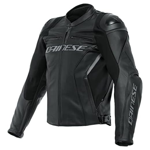 Dainese Racing 4 - Chaqueta de piel para moto, color negro