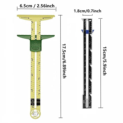 image for YEQIN 2 Pcs Sliding Gauge Measuring Sewing Tool, 5-in-1 Sliding Gauge 