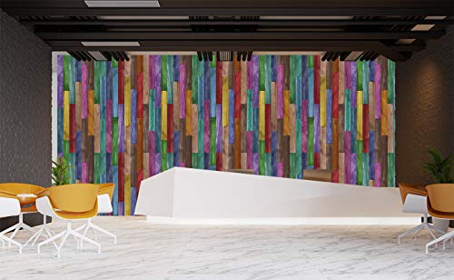 Image of DWELLSINDIA Colorful Wood Self Adhesive Wallpaper, Waterproof, Scratch Resistant, Laminated (41cm x 244cm, Multicolour2)