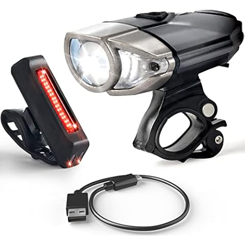 Bike Lights-USB Rechargeable Bike Light Set-Powerful LED Bicycle Front and Tail Light-Waterproof Easy to Install Light Sets Cover