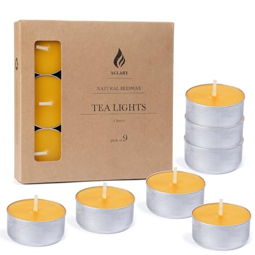 Unscented Beeswax Tealight Candles, 9 Pack