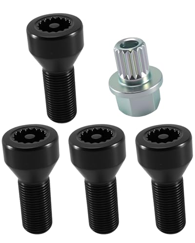 36136786191 M14x1.25mm Wheel Lock, Locking Lug Nuts Set with Master Key Fit for BMW Mini I3 I8 M2 M4 F80 X2 X4 X6 BMW E70 E71 F10 F30 F22 F32 G11 F01 F25 F26, Anti-Theft Wheel Stud Bolt Locks, 5 Pcs
