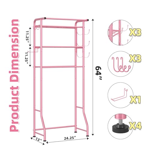 Image of Simple Trending 3 Tier Over The Toilet Rack, Shelf Bathroom, Bathroom Stand Organizer Space Saver, Pink