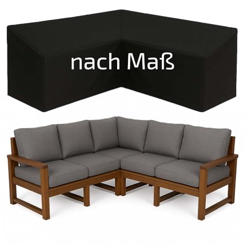 Granori Abdeckung nach Maß | Abdeckhaube / Abdeckplane / Schutzhülle Maßanfertigung | Unicovr Made in EU | Wasserdicht mit optionalem Zubehör (L-Form (Ecklounge))