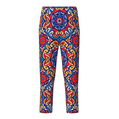Pajama Pants Pajama Bottoms with Elastic Waistband Sleepwear Lounge Pants, Colorful Mandala Flowers 1