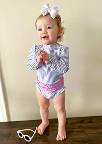BFUSTYLE Baby Girls Swimsuit Ruffle Rash Guard Toddler Long Sleeve Swimwear with Zipper 3-24 Months2