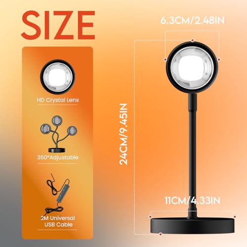 SEMRYICO Sunset Lamp Projector with Remote & Button Control – Multi-Color RGB — view 6