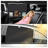 2PCS Suction Cup Car Window Shade for Baby,Upgraded Window Shade for Baby in Car with 3 Mesh Pockets for Storing Toys/Umbrellas,Foldable & Retractable Cars Sun Shades Side Windows