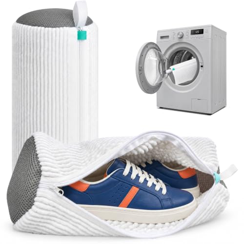Shoe Washing Machine Bag Laundry Shoe Bag for Washer and Dryer Reusable 2pc Shoe Cleaning Bags for Sneakers 360° Deep Cleaning Machine for All Shoes Types Tennis With Self-locking Zipper