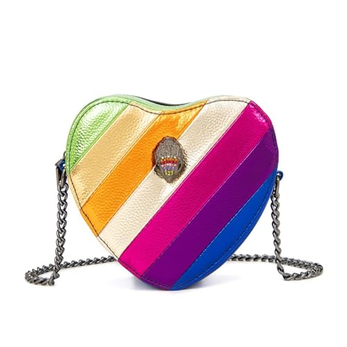 Eagle Head Rainbow Heart Crossbody - Gothic Chain Retro Small Square Bag (Floral)