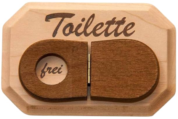teemando Toilettenschild aus Holz mit WC Deckel zum Umklappen lustige Geschenkidee WC Schild Holz 1X