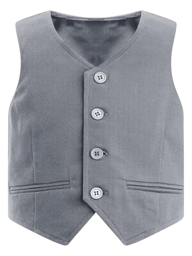 Kids Vest for Boys Formal Suit Vest V Neck Button Down Waistcoat Wedding Outfit