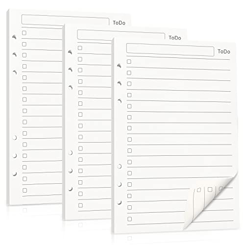 3 Pack Nachfüllpapier, A5 Nachfüllbar Notizpapier, 6 Löcher Aufgabenliste Nachfüllpapier 135 Blatt Refill Paper Nachfülleinlagen für Agenden, Planer, Tagebücher, Tägliches Tagebuch, Skizzen, Malen Cover