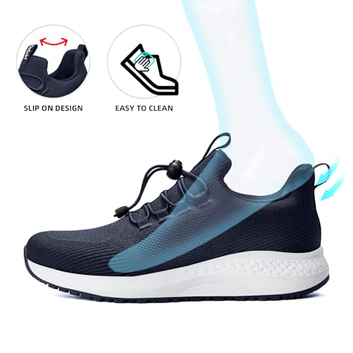 Image of Women's Non Slip Work Shoes Slip Resistant Waterproof Chef Shoe for Restaurant Kitchen Food Service Nursing Hospital Staff Lightweight Walking Sneakers with Slip-On Design