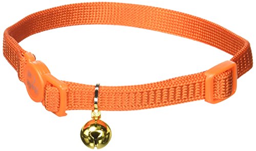 Coastal Pet Products CCP7001SSO Nylon Safe Cat Adjustable Breakaway Collar with Bells, Sunset Orange