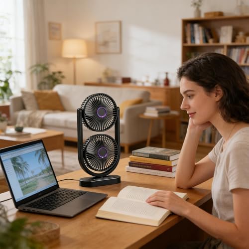 Ventilateur de table pour bureau et camping avec angle ajustable - 4