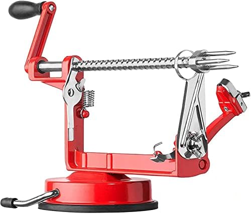 Apple Peeler Slicer Corer with Stainless Steel Blades and Powerful Suction Base for Apples Pears Potatoes(Red)