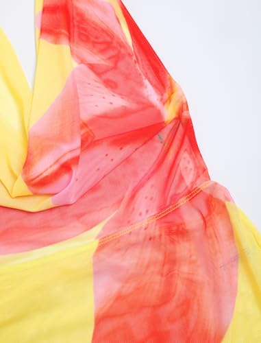 Image of ZAFUL Women Swimsuit Cover Up Dress Ombre Side Ties Sleeveless Sheer Mesh Bathing Suit Coverups Beach Dress