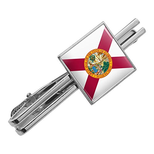 GRAPHICS & MORE Florida State Flag Square Tie Bar Clip Clasp Tack- Silver or Gold