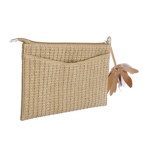 Ipetboom Imitation Straw Woven Clutch Purse Stylish Beach Handbag for Women Versatile Accessory for Summer Outings Elegant Design with Rustic Texture for Travel and Leisure