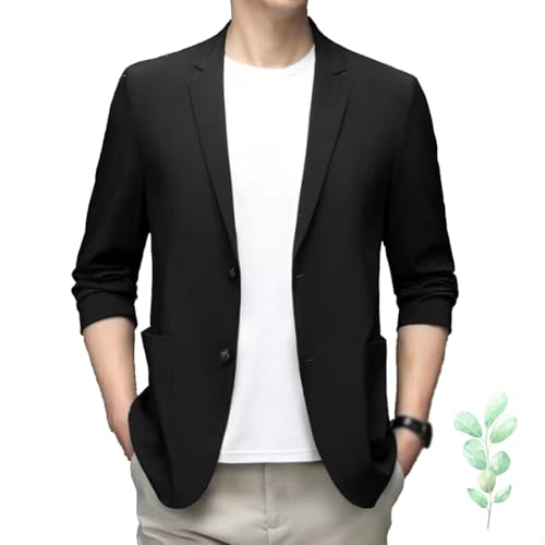 Men's Light Summer Suit Jacket, Ice Silk Cool Casual Business Lapel Blazer, Stretch Slim Fit Button Sport Coats