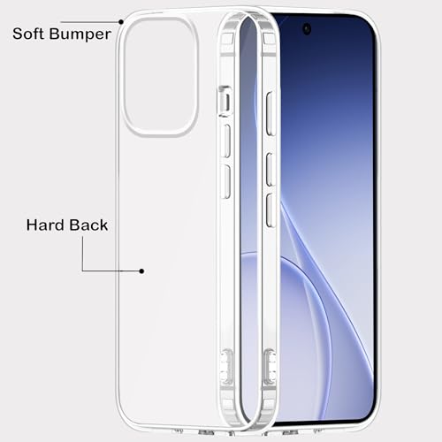 Image of Amazon Brand - Solimo Compatible with Oppo Reno 15 5G Case Cover Transparent Non-Slip Hard PC Shockproof Bumper Protective Back Cover - Clear