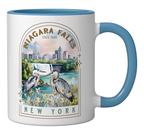 Taza de cerámica Niagara Falls azul y blanca 11 oz miniatura 2