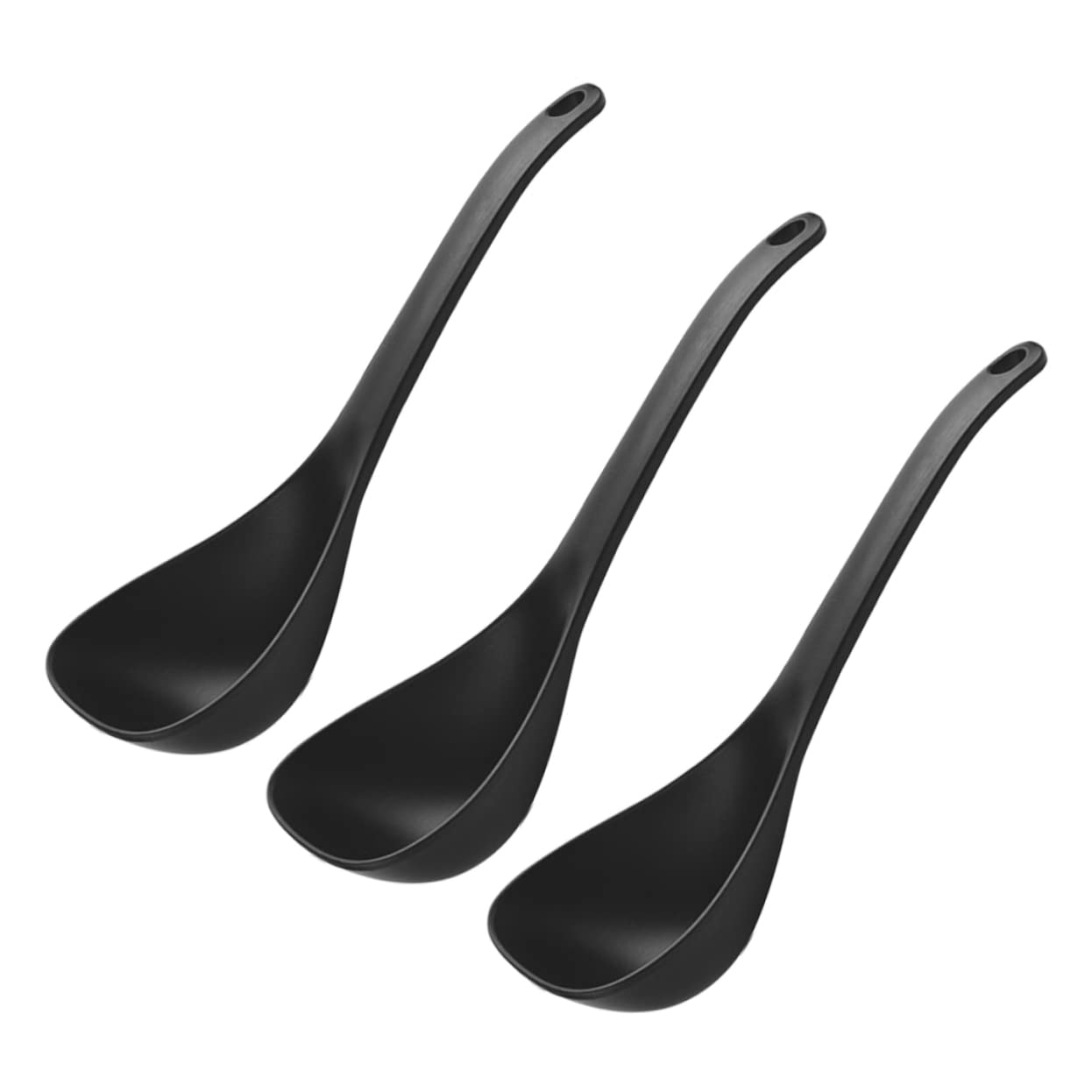 FUNOMOCYA 3pcs Rice Spoon Ramen Soup Spoon Cookware Scoops Long Porridge Spoons Japanese Spoon Japanese Long Handle Spoons Asian Soup Spoons Asian Spoons Japanese Soup Spoon The Pet Black