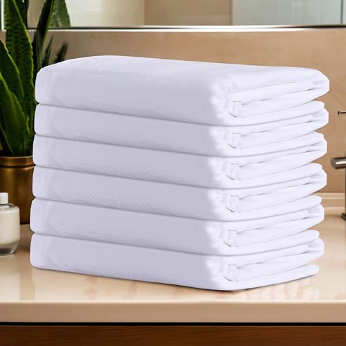 Image of Kuber Industries Pack of 6 Cotton Bath Towel for Women | Super Soft Swimming & Bathing Towel | 30x60 Inch | Travel Cotton Towel & Gamcha | White