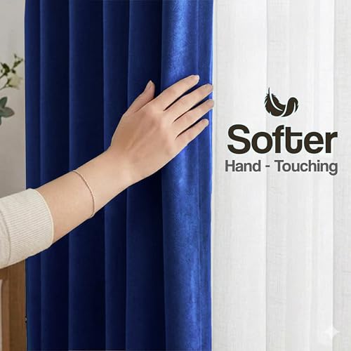 Image of FRESH FROM LOOM Long Door Non-Ring Curtains | S-Wave Pleat | Premium 12ft Non-Ring Curtains | S-Wave Pleat | Parde | S-Wave Pleat (Navy Blue | 12 Feet Long, 1pc Only)