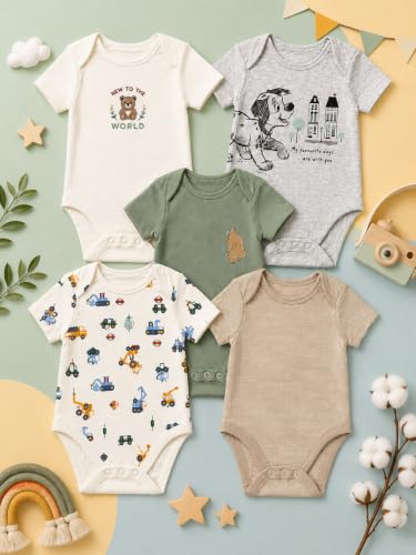 Image of TuddyBuddy 100% Cotton Multi Color Romper /Bodysuit /Onesies for Baby Boys & Baby Girls