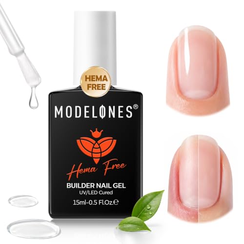 Image of modelones Builder Nail Gel HEMA-Free Clear, Gentle Formula Self Leveling