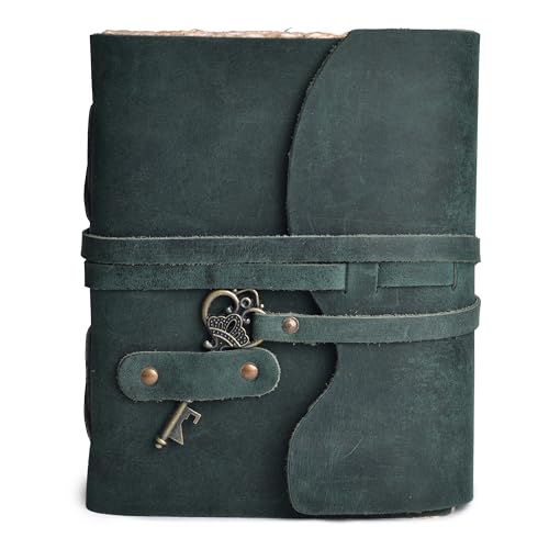 Image of LEATHER VILLAGE Mens Leather Journal Key Lock, Turquoise 6x4.