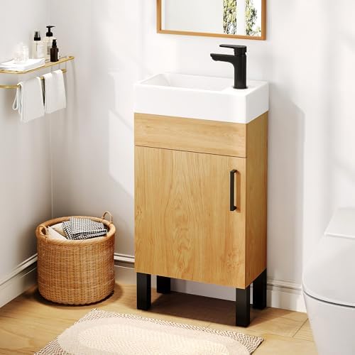 Amazon.com: YSJZYBF 16" Floating Small Bathroom Vanity Wall Mounted ...