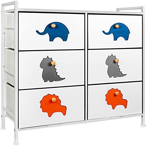 FRAPOW Kid Dresser with 6 Drawers, Boys Girls Storage Organizer Dresser for Baby Child with Wood Top Metal Frame for Living Room Bedroom Hallway