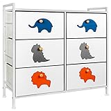 FRAPOW Kid Dresser with 6 Drawers, Boys Girls Storage Organizer Dresser for Baby Child with Wood Top