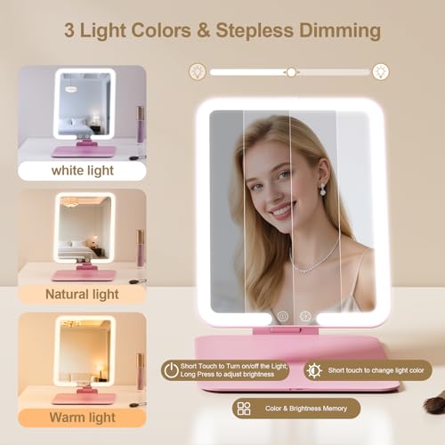 Espejo de maquillaje portátil con luz y aumento 15X miniatura 4