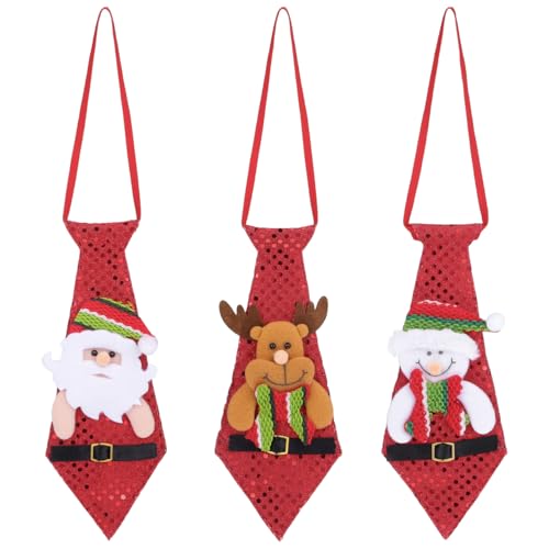 Garneck 3er-pack Weihnachtskrawatten, Weihnachtskrawatten für Weihnachtsfeiern, für Kinder mit Rentier-, Schneemann- Und Weihnachtsmann-motiven, 40 X 10 Cm, Mehrfarbig