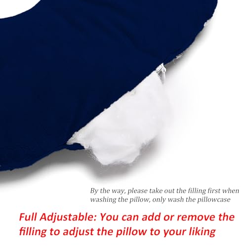Image of Ear Piercing Pillow for Side Sleepers, Pillow with an Ear Hole for CNH and Ear Pain Ear Inflammation Pressure Sores, O-Shaped Side Sleeping Pillow, Ear Guard Pillow (Ink-Blue)